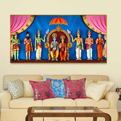 Spiritual Lord Ram Darbar Canvas Wall Painting for Home