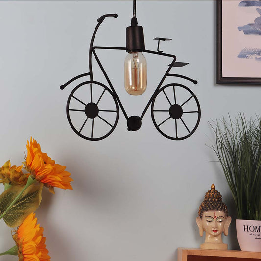 Bicycle Designer Black Single Hanging Light