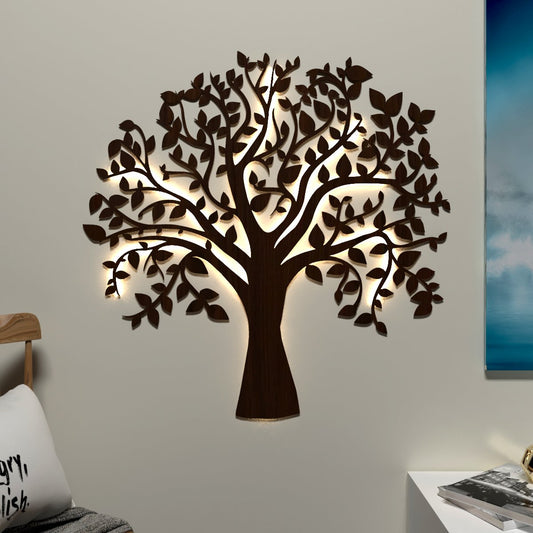 Glowing Tree Backlit wall Art / Night Light, Walnut Finish