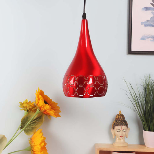 Shiny Red Textured Designer Hanging Light