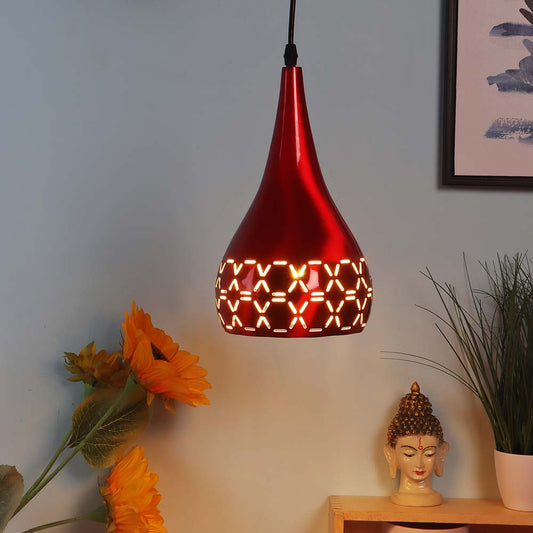 Shiny Red Textured Designer Hanging Light