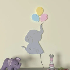 Playful Elephant Baby Backlit Wooden Wall Décor