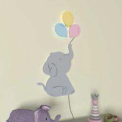 Playful Elephant Baby Backlit Wooden Wall Décor