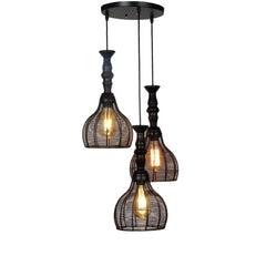 Ancient Caged Black Metal Cluster Ceiling Light