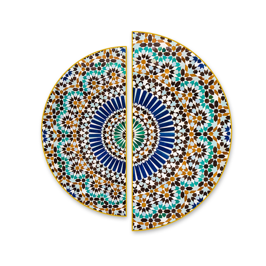 Intricate Traditional Pattern Semi Circle Frames Set Of 2