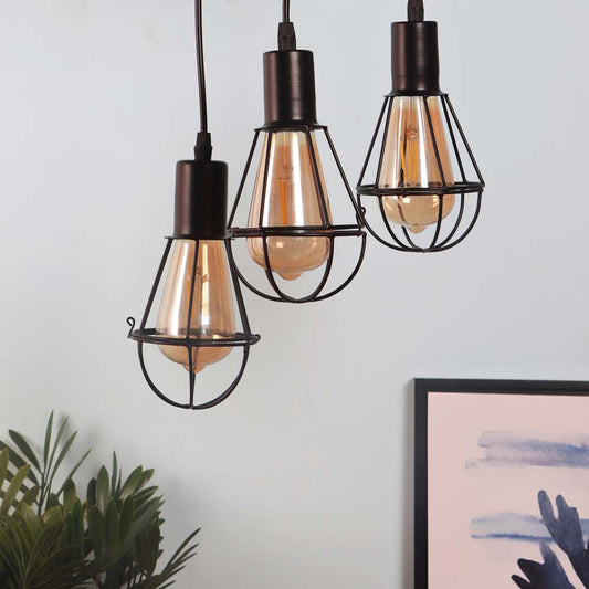 Bulb Shaped Pub Cluster 3 Piece Hanging Light