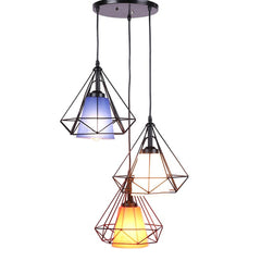 Diamond Cut Metal Frame Colorful Cluster Hanging Light