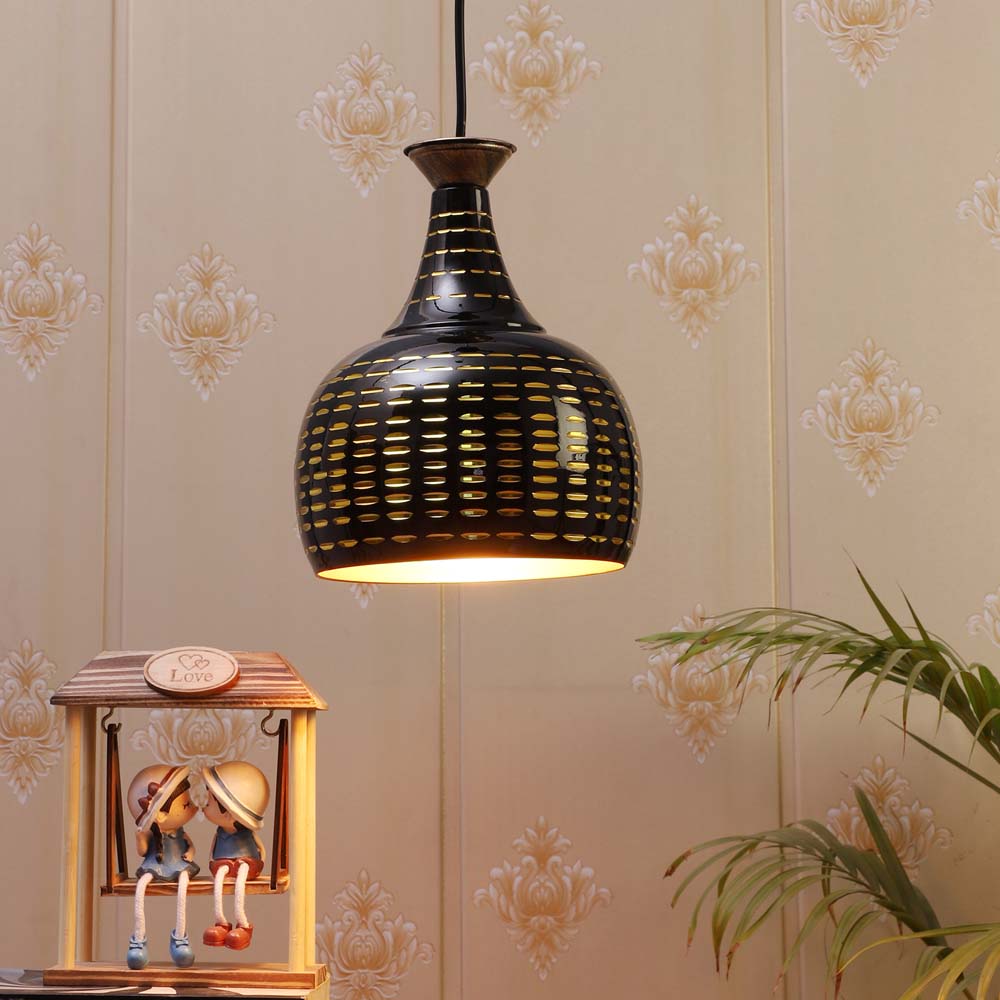 Black Textured Contemporary Single Hanging Light