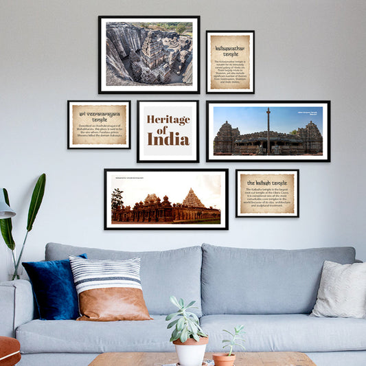 Set Of 7 Frame Sets Of Mystical Heritage Temples Of India