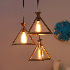 Triangular Wooden Club Cluster Hanging Lights