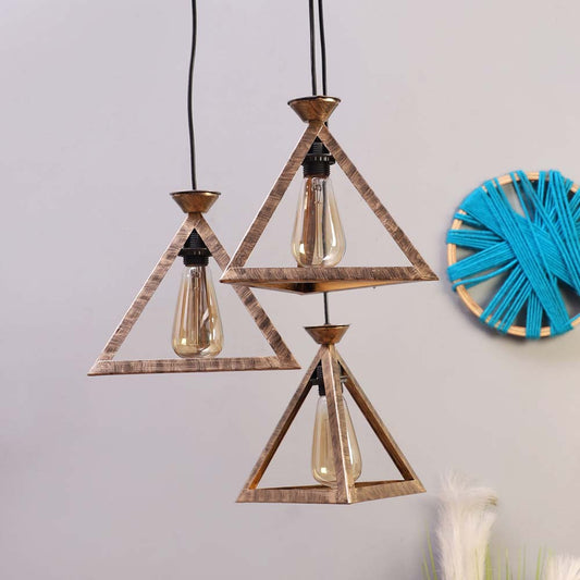 Triangular Wooden Club Cluster Hanging Lights