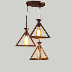 Triangular Wooden Club Cluster Hanging Lights