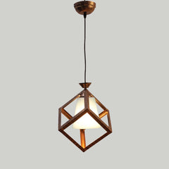 Wooden Motif Cubic Blue Modern Club Single Hanging Light