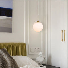 Round Minimalist White Hanging Light