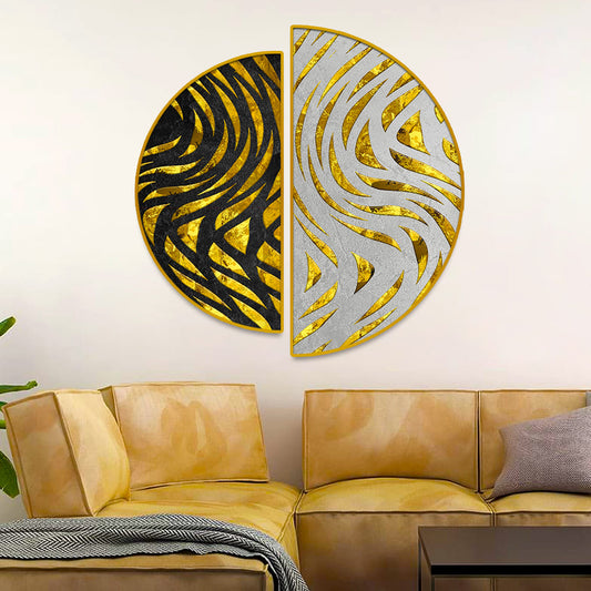 Abstract Golden Plates Semi Circle Canvas Wall Paintings & Arts