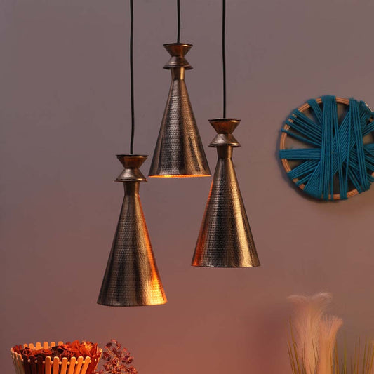 Golden Funnels Cluster Hanging Lights