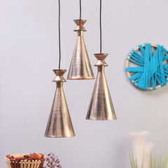 Golden Funnels Cluster Hanging Lights