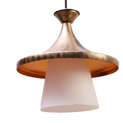 Gold Brushed Shaded Single White Hanging Light