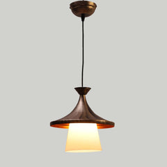 Gold Brushed Shaded Single White Hanging Light