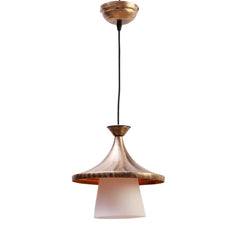 Gold Brushed Shaded Single White Hanging Light