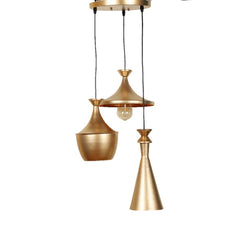 Triple Shaped Golden Brushed Cluster Hanging Lamp