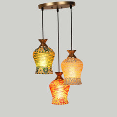 Tri-color Handmade Glass Floral Design Tri-color Cluster Hanging Light