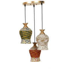 Tri-color Handmade Glass Floral Design Tri-color Cluster Hanging Light