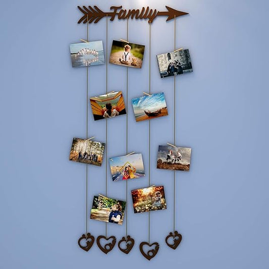 Family' Wood Photo Frame with Clips Size: 26 Inch(Width) X 54 Inch(Height).