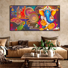 Spiritual God Ganesha Canvas Wall Painting