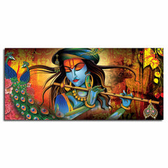 Lord Krishna Playing Flute Premium Wall Painting