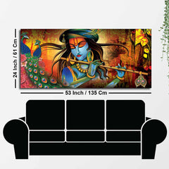 Lord Krishna Playing Flute Premium Wall Painting