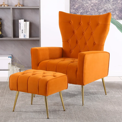 Orange Danney Accent Chair With Ottoman