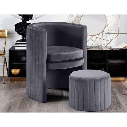 Grey Schillar Chair With Ottoman