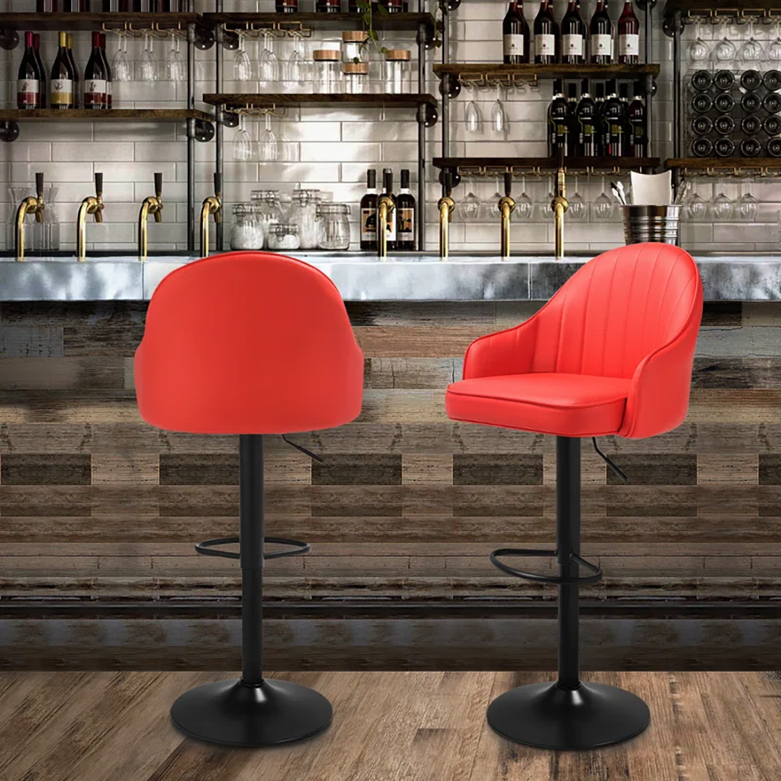 Red Color Fressia Swiel Bar Stool