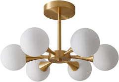 Trumpet Design Modern Sputnik Milky Globe Ceiling Chandelier