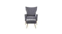 Grey Danney Accent Chair With Ottoman