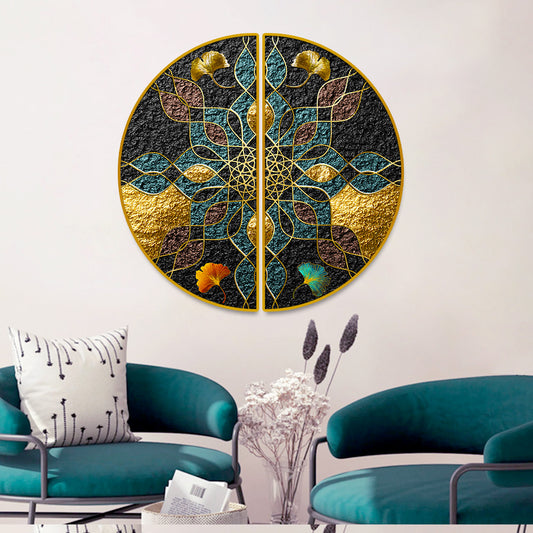 Abstract Geometry, Color Piece, Porch, Golden Background. The Fashion Of Modern Semi Circle Wall Paintings & Art