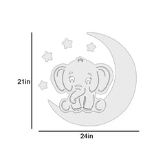 Playful Elephant & Moon Backlit Wooden Wall Décor