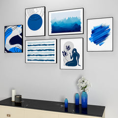 Shades Of Blue Abstract Frames Set Of 6