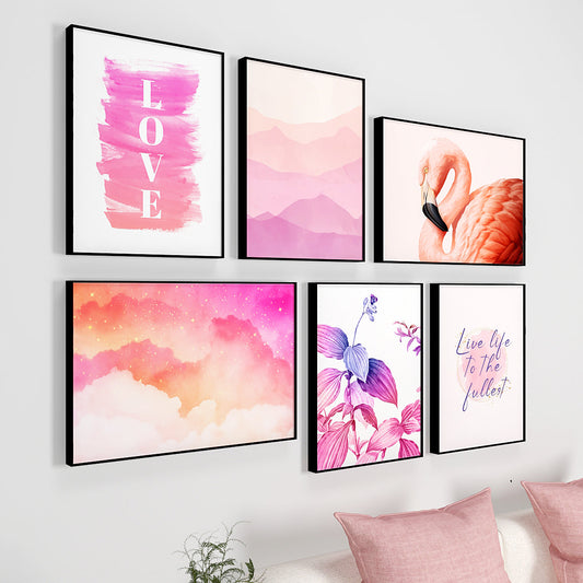 Tropical Vibes Pink Frame Set Of 6