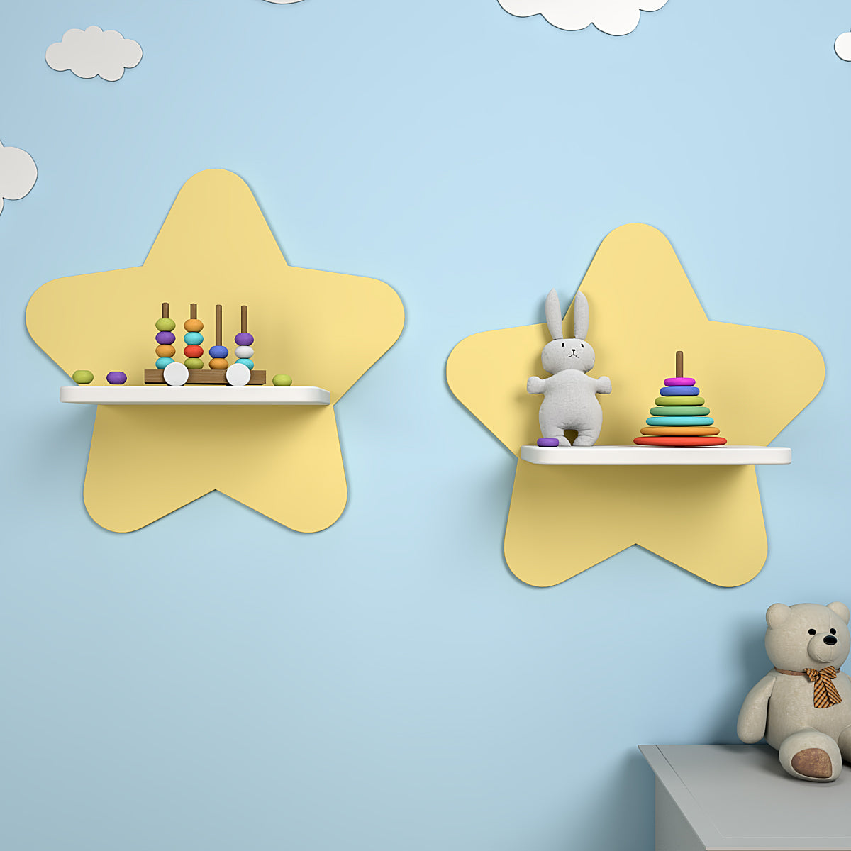 Star Wooden Wall Shelf for Kids