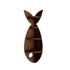 Fish Shape Wood Corner Wall Shelf / Book Shelf,Walnut Finish