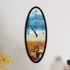 Beach Vibes Wooden Oval Wall Clock