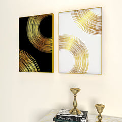 Golden & White Flowy Path Frames Set Of 2