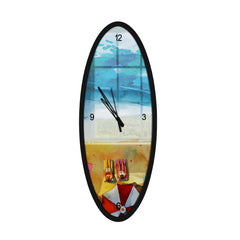 Beach Vibes Wooden Oval Wall Clock