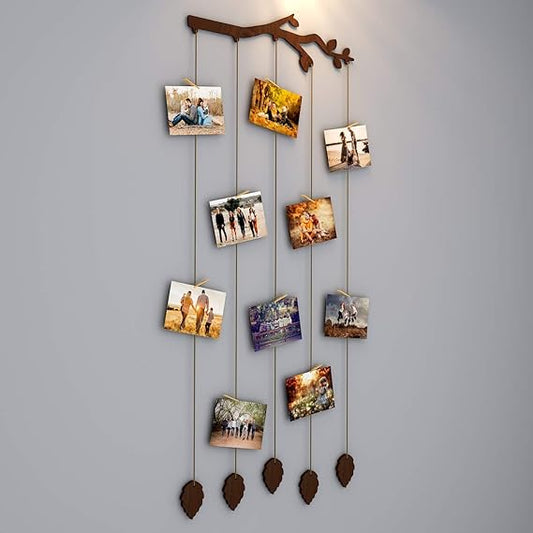 Branch Wood Photo Frame with Clips Size: 25 Inch(Width) X 56 Inch(Height)