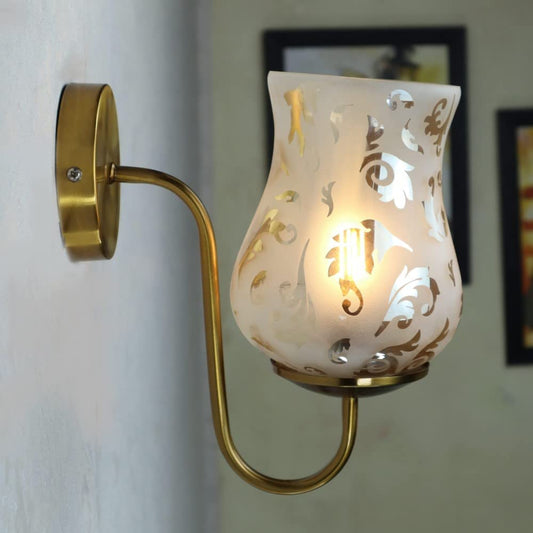 Modern Antique With Leaf Design Glass Wall Light