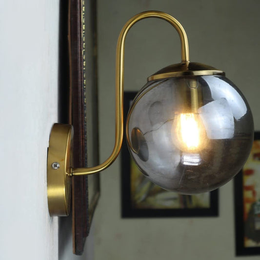 Modern Antique With Black Smoke Glass Wall Light