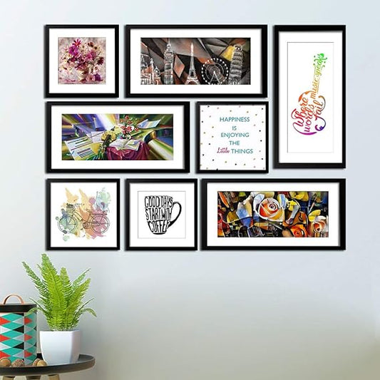 Beautiful Designer Art and Quote Collage Photo Frames Set of 8 For Office or Home
