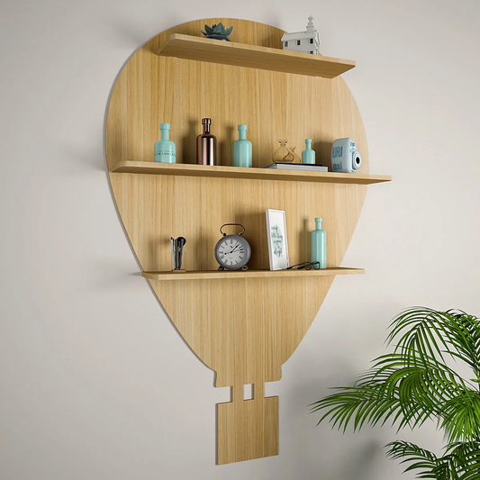 Hot Air Balloon Backlit Wood Wall Shelf / Book Shelf / Night Light, Light Oak Finish